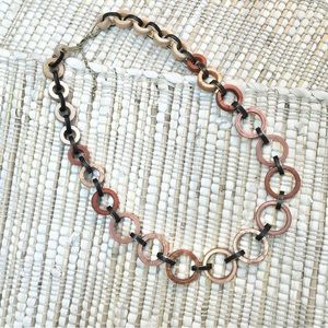 Chico’s Neutral Acrylic Round Chain Link Statement Necklace